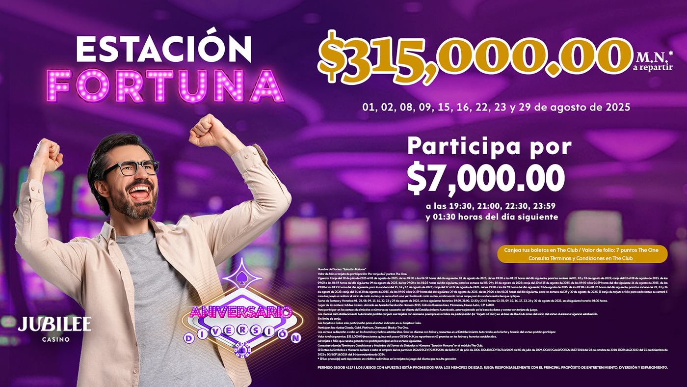 Diviértete con nuestro sorteo Estación Fortuna con $315,000 pesos* a repartir