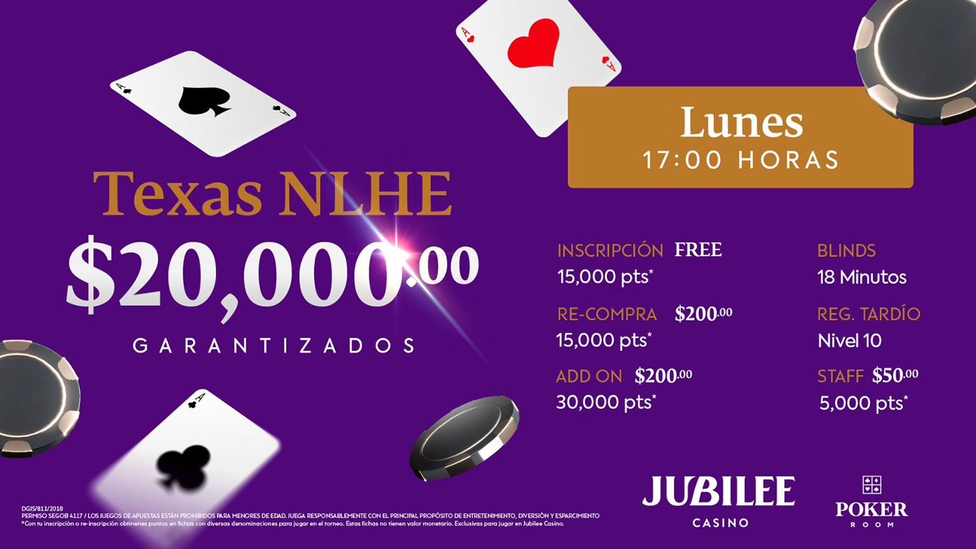  Torneo Texas NLHE con $20,000 pesos garantizados