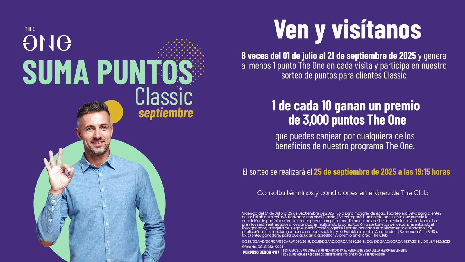 1 de cada 10 ganará 3,000 puntos The One en el Sorteo SUma Puntos Classic